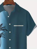 Riolio [Retro Hawaiian Shirt] Retro Hawaiian Men's Button-Up Shirt - Coconut Tree Gradient Print