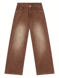Riolio [Multi Pocket Loose Denim Pants] Men's white multi pocket loose straight leg denim workwear pants, new product, American solid color trendy casual pants