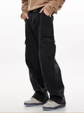 Riolio Men'S Workwear Jeans Hip-hop Street Dance Party Denim Jogging Pants Street Wide Leg Workwear Pants Straight Tube Loose Slimming Trend Retro Casual Denim Pants