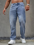 Riolio [Cotton Blend Street Style Jeans] Solid Washed Blue Cotton Blend Men's Classic Street Style Denim Jeans - All-Season Comfort Fit with Slant Pockets - Everyday Jeans
