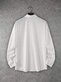 Riolio Men's long-sleeved shirt, casual style in plain color, buttoned collar with pockets and openwork design, very suitable for daily leisure, spring and summer