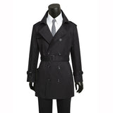 men in black costume New Trench Coat Slim Fit plus Size British Men's Spring and Autumn Business Casual Trench Coat Mid-Length Korean Fashion plus Size