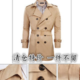 men in black costume New Trench Coat Slim Fit plus Size British Men's Spring and Autumn Business Casual Trench Coat Mid-Length Korean Fashion plus Size