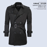 men in black costume New Trench Coat Slim Fit plus Size British Men's Spring and Autumn Business Casual Trench Coat Mid-Length Korean Fashion plus Size