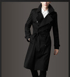 men in black costume New Trench Coat Slim Fit plus Size British Men's Spring and Autumn Business Casual Trench Coat Mid-Length Korean Fashion plus Size