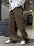 Riolio [100% Polyester Breathable Pants] Men'S Casual Corduroy Pants, Solid Color Fashionable Comfortable Breathable Waistband Straight-Leg Trousers, Streetwear Outdoor Activity Essential, 100% Polyester Non-Stretch Fabric, A