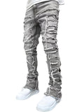 Riolio Men's Slim-Fit Stretch Denim Jeans with Creative Tassel Detail - Casual Street Style, Hip-Hop Skateboard Rap Pants - Denim - All Seasons - For Men - Perfect for Casual Outings, Parties & Everyday Wear - Great Gift for