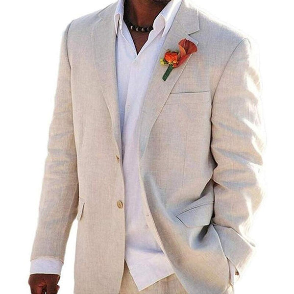 Gro Suit Linen Beige Men Suits 2 Pieces Beach Summer Wedding Italian Blazer Gro ...