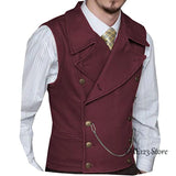 Men's Woolen Suit Vest Retro Slim Fit Double Breasted Vests Victorian Style Best Man Wedding Clothing Chaleco Hombre