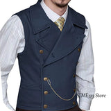 Riolio Men's Woolen Suit Vest Retro Slim Fit Double Breasted Vests Victorian Style Best Man Wedding Clothing Chaleco Hombre