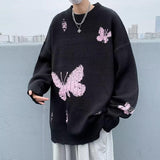 Riolio - Butterfly Distressed Knitted Sweater - chill guy 90s fashion mens fashion