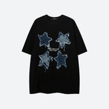 Riolio - Denim Star Patchwork Tee - chill guy 90s fashion mens fashion