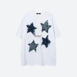 Riolio - Denim Star Patchwork Tee - chill guy 90s fashion mens fashion