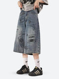 Riolio - Grunge Wide Leg Denim Shorts - chill guy 90s fashion mens fashion