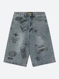 Riolio - Grunge Wide Leg Denim Shorts - chill guy 90s fashion mens fashion