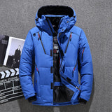 Riolio Mens White Duck Down Jacket Warm Hooded Thick Puffer Jacket Coat Male Casual High Quality Overcoat Thermal Winter Parka Men