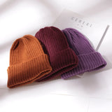 Riolio Candy Color Beanie Hat For Women Winter Hat Knitted Imitation Cashmere Skullies Warm Soft Bonnet Cap Female Hats For Girl Gorros
