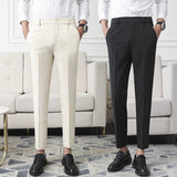 Riolio New Men Non-iron fabric Dress Pants Slim Straight Black Apricot Dark Gray Casual Suit Pants Male Business Little Feet Suit pants