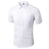 Riolio Summer Shirt for Men Daily Casual White Shirts Short Sleeve Button Down Slim Fit Male Social Blouse 4XL 5XL