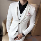 Riolio White Boyfriend Men Suits for Prom 3 Piece Slim fit Wedding Groom Tuxedos Man Fashion Clothes Set Blazer Vest with Pants