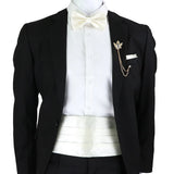 Riolio  New Fashion Mens Cummerbund Bow Tie Brooch Set Black Red Blue   Waist Seal For Formal Tuxedo Business Suit Dinner Accessories
