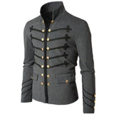 Riolio Steampunk Men Gothic Clothing Military Jackets Medieval Vintage Jacket Stand Collar Rock Frock Coat Men's Retro Punk Coat