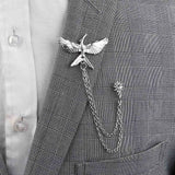 Riolio  New Men Women Shirt Collar Tassel Chain Lapel Pin Brooch Dragon Eagle Deer Head Wings Badge Retro Unisex Jewelry Accessories
