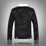 Riolio Men Winter Solid Casual Jacket New Men's Bomber Denim Jacket Fashion Jean Biker Coat Woolen Lined Leisure Coat Plus Size