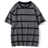 Riolio  Mew Men T Shirt Color Block Print 3 Color Optional Tee Shirts Simple High Street Basic All Match Cargo Tops Mens Streetwear
