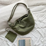 Riolio  female large capacity bag Korean version of foreign canvas shoulder bag fashion casual slung chest bag jiaozi bag