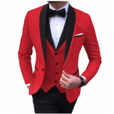 Riolio Costume Homme Italian Business Slim Fit 3 Pieces Royal Blue Men's Suits Groom Prom Tuxedos Groomsmen Blazer for Wedding