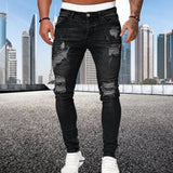 Riolio Fashion Street Style Ripped Skinny Jeans Men Vintage wash Solid Denim Trouser Mens Casual Slim fit pencil denim Pants hot sale