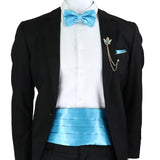 Riolio  New Fashion Mens Cummerbund Bow Tie Brooch Set Black Red Blue   Waist Seal For Formal Tuxedo Business Suit Dinner Accessories