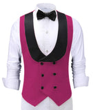 Riolio Casual Men's Waiter Vest Burgundy Slim Fit Prom Double Breasted Blazer Champagne Suits Red Waistcoat For Wedding Best Man Grooms