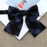 Riolio  Hot Women Girls Silk Cotton Bowties Fashion Cute College Style Striped Plaid Ladies School Girl Student Uniform Butterfly Knot