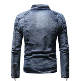 Riolio Fashion Spring Casual Jacket Mens Velvet Streetwear Denim Jacket  Stand Collar Jean Jackets Male Slim Fit Coat Outerwear