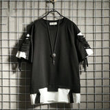 Riolio  Oversized T Shirt Streetwear Ripped Hole Vintage Hip Hop T Shirt False two Loose Short sleeve Summer