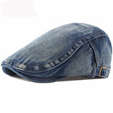 Riolio Berets Spring Autumn Men Women Cap Hat Retro Denim Beret Cap Artist Painter Beret Hat Adjustable   Flat Cap Men