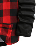 LUCLESAM Men Plaid Splicing Hoodie Mens Fashion Streetwear Classic Flannel Long Sleeve Hooded Shirts sudaderas hombre