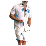 Riolio 1 set Summer Hawaii Trend Print Sets Men Hawaii Shorts Shirt Clothing Set Casual Palm Tree Floral Shirt Beach Short Sleeve Suit