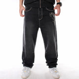 Riolio Man Loose Baggy Jeans Hiphop Skateboard Denim Pants Street Dance Hip Hop Rap Male Black Trouses Chinese Size 30-46