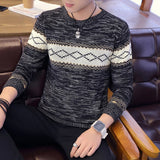 Riolio New Spring Knitted Sweaters Casual Men Sweater Wavy Stripes O-Neck Top Blouse Mens Pullovers Slim Fit Pullover Clothing 3XL C273