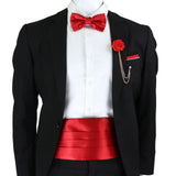 Riolio  New Fashion Mens Cummerbund Bow Tie Brooch Set Black Red Blue   Waist Seal For Formal Tuxedo Business Suit Dinner Accessories