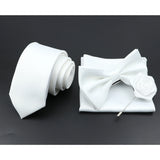 Riolio  Solid Color Tie Set For Men Sage Green Pink Flower Pin Necktie Hanky Cufflinks Brooch Set Groom Suit Wedding Shirt Accessory