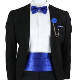 Riolio  New Fashion Mens Cummerbund Bow Tie Brooch Set Black Red Blue   Waist Seal For Formal Tuxedo Business Suit Dinner Accessories