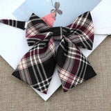 Riolio  Hot Women Girls Silk Cotton Bowties Fashion Cute College Style Striped Plaid Ladies School Girl Student Uniform Butterfly Knot