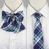 Riolio  School Uniform Bow Tie Set For Boys Girls Polyester Plaid Striped British Slim Necktie Bowtie Party Student Children Accessories