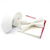 Riolio  Winter Men's Designer Solid Color Linen Cotton Necktie Pocket Square Bowtie Set Skinny Red Brown Green Blue For Men Wedding Tie