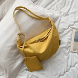 Riolio  female large capacity bag Korean version of foreign canvas shoulder bag fashion casual slung chest bag jiaozi bag