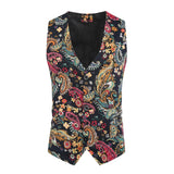 Riolio Men Suit Wedding Sleeveless Slim Fit Paisley Floral Dress Vests For Men Single Buttons Waistcoat